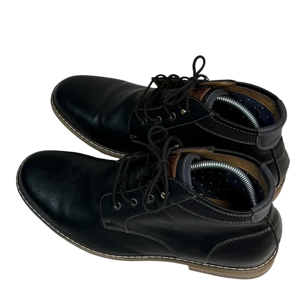 Hawker Rye Men Black Lace Up Chukka Ankle Boots Size 11.5 Round Toe Casual Dress